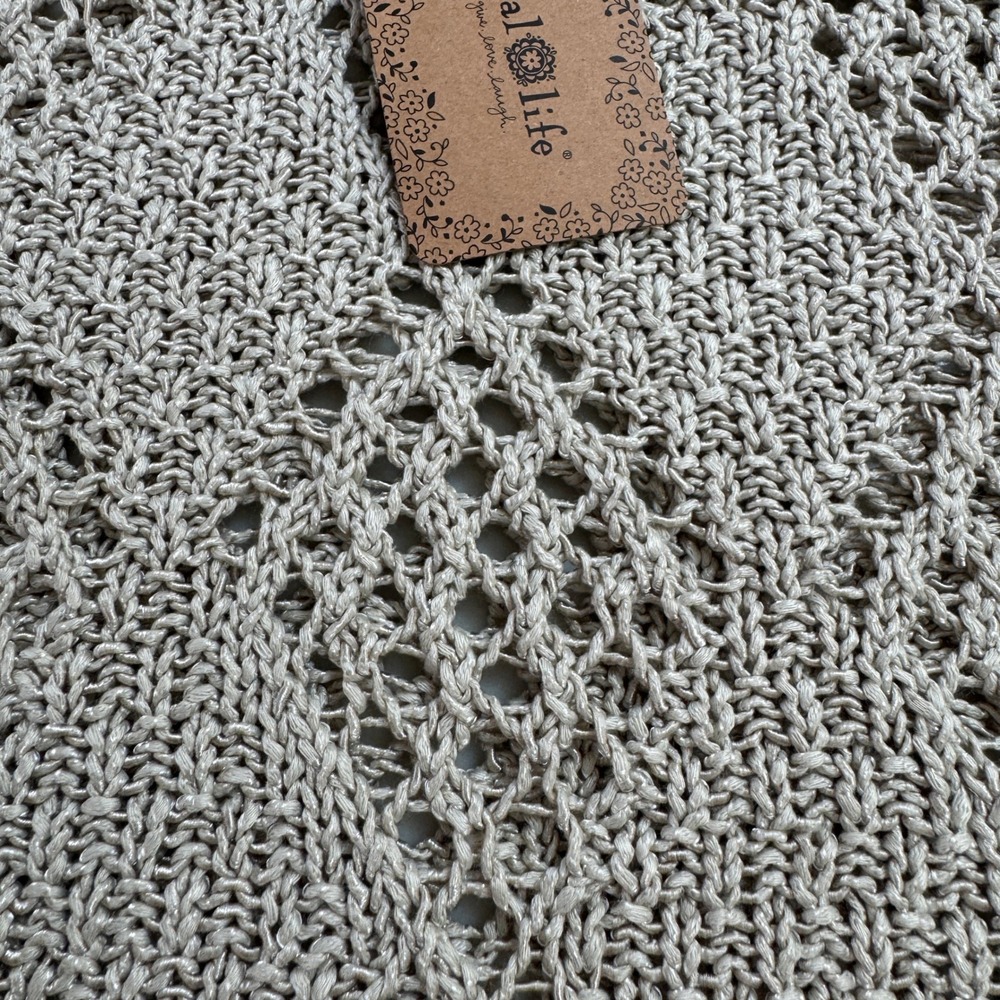 Natural Life Open Knit Diamond Crochet Pointelle Tank XL Beige Neutral NEW w tag - Picture 6 of 8